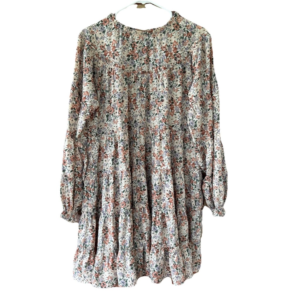 Storia Babydoll Dress L Floral Long Sleeve Ruffled Cottage Core -Missing Belt